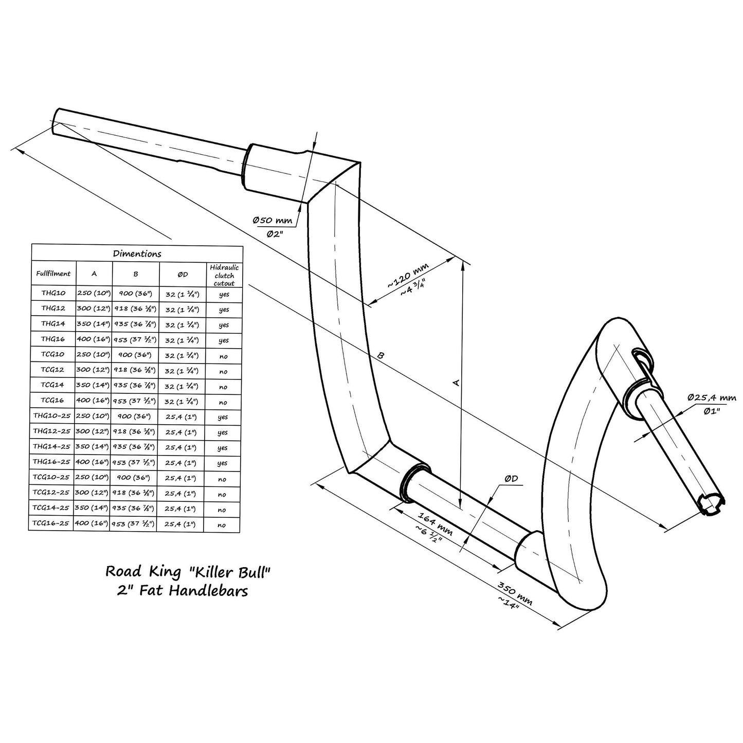 FAT HANDLEBAR KILLER BULL 1" FOR ROAD KING (96-22)