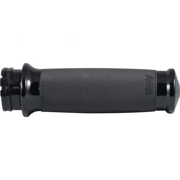 CUSTOM CONTOUR GRIPS | AVON PERFORMANCE | SCHWARZ GUMMI, SCHWARZ ELOXIERTE 1" CABLE FÜR VIELE HD MODELLE