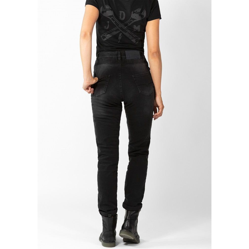 MOTORRADHOSE JEANS BETTY BIKER FÜR FRAUEN MIT PROTEKTOREN IN SCHWARZ