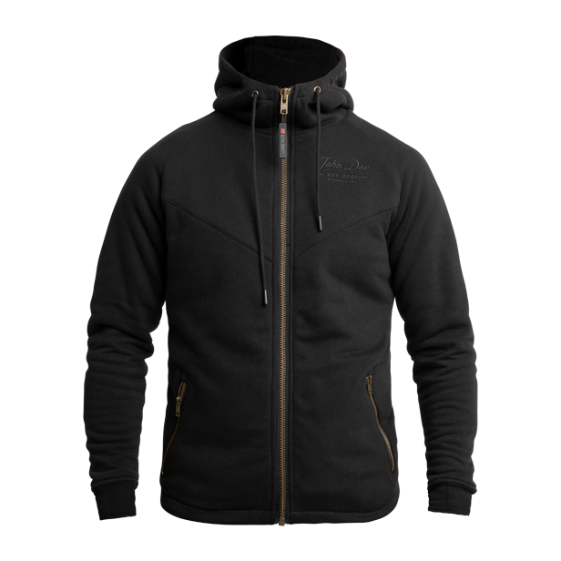 MOTORRADJACKE HOODIE/ZIPPER STYLE V2 MIT PROTEKTOREN IN SCHWARZ