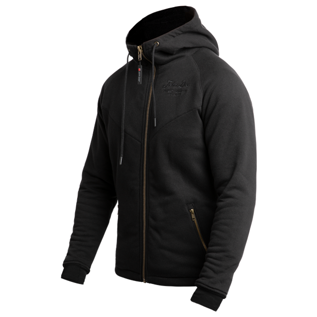 MOTORRADJACKE HOODIE/ZIPPER STYLE V2 MIT PROTEKTOREN IN SCHWARZ