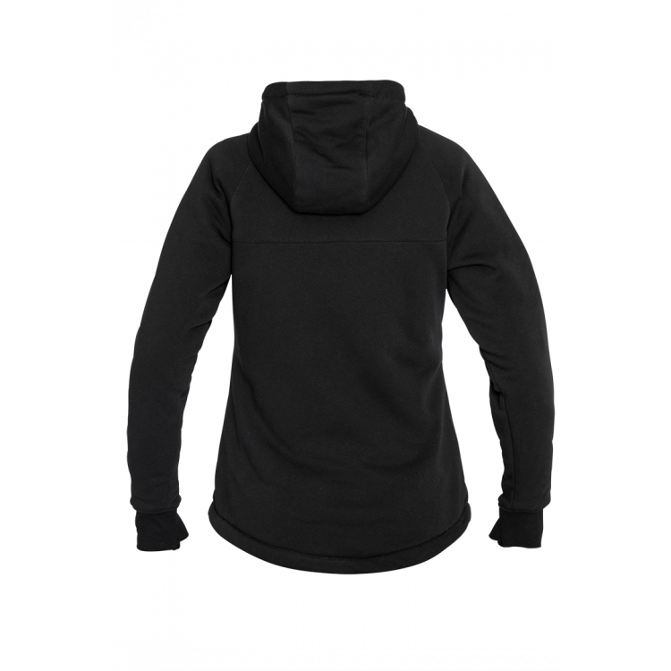 MOTORRADJACKE HOODIE/ZIPPER STYLE V2 FÜR FRAUEN MIT PROTEKTOREN IN SCHWARZ