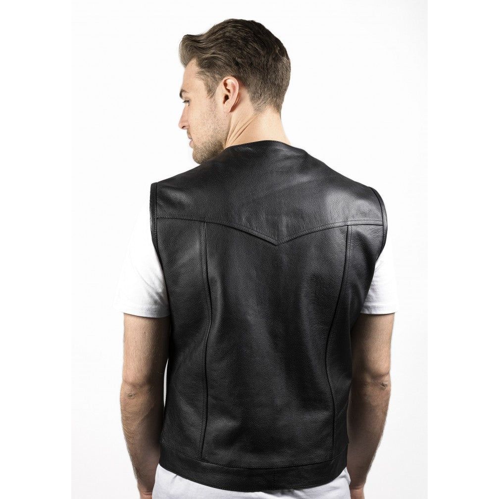 MOTORRADWESTE OUTLAW VEST AUS LEDER IN SCHWARZ