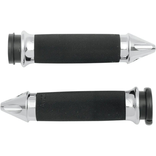 Custom Spike Lenkergriffe 1 Zoll E-Gas Schwarz/Chrom – Ansicht 1