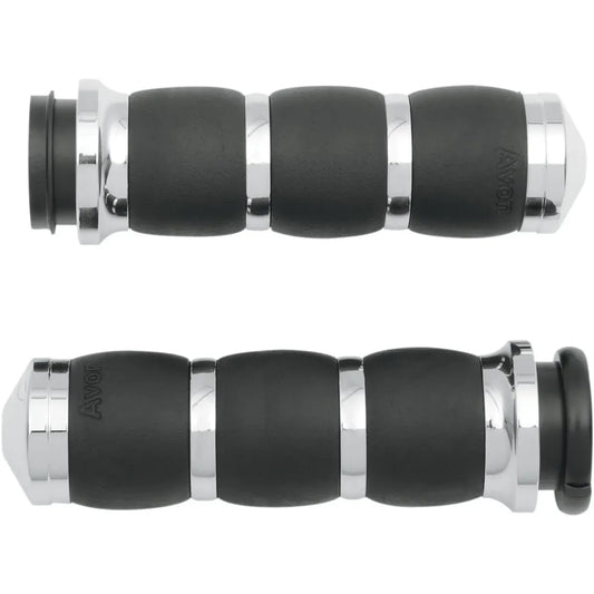 3-Ring Velvet Air Lenkergriffe 1 Zoll E-Gas Schwarz/Chrom – Ansicht 1