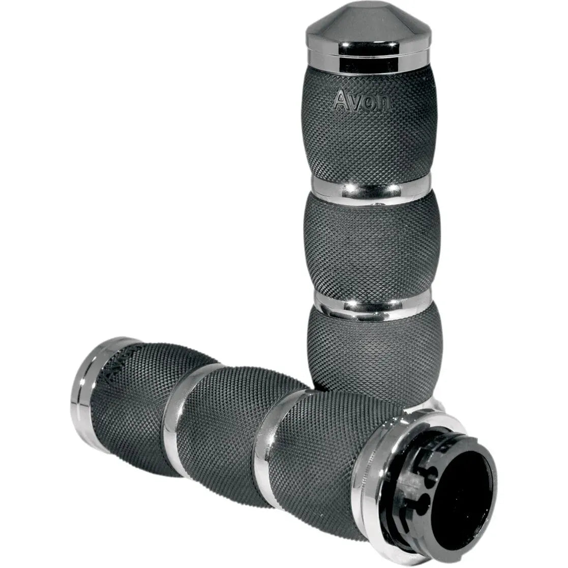 3-Ring Air Cushion Lenkergriffe 1 Zoll Schwarz/Chrom – Ansicht 1