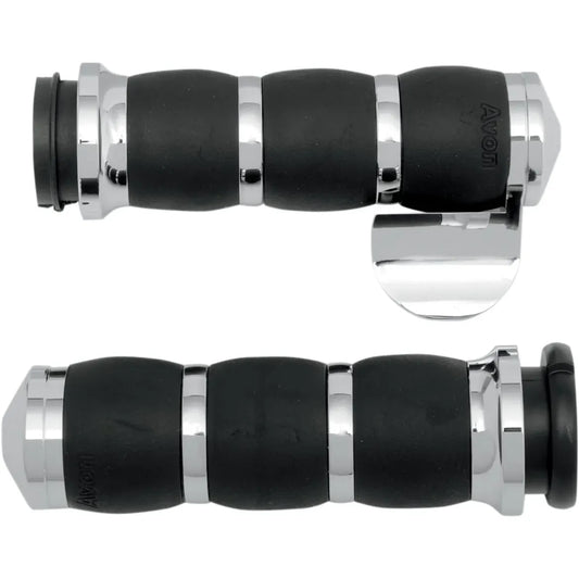 3-Ring Velvet Air Lenkergriffe 1 Zoll Seilzug Chrom mit Throttle Boss – Ansicht 1