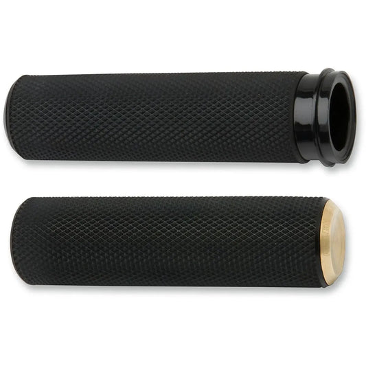 Knurled Lenkergriffe 1 Zoll Seilzug Schwarz/Messing – Ansicht 1
