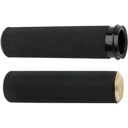 Knurled Lenkergriffe 1 Zoll E-Gas Schwarz/Messing – Ansicht 2
