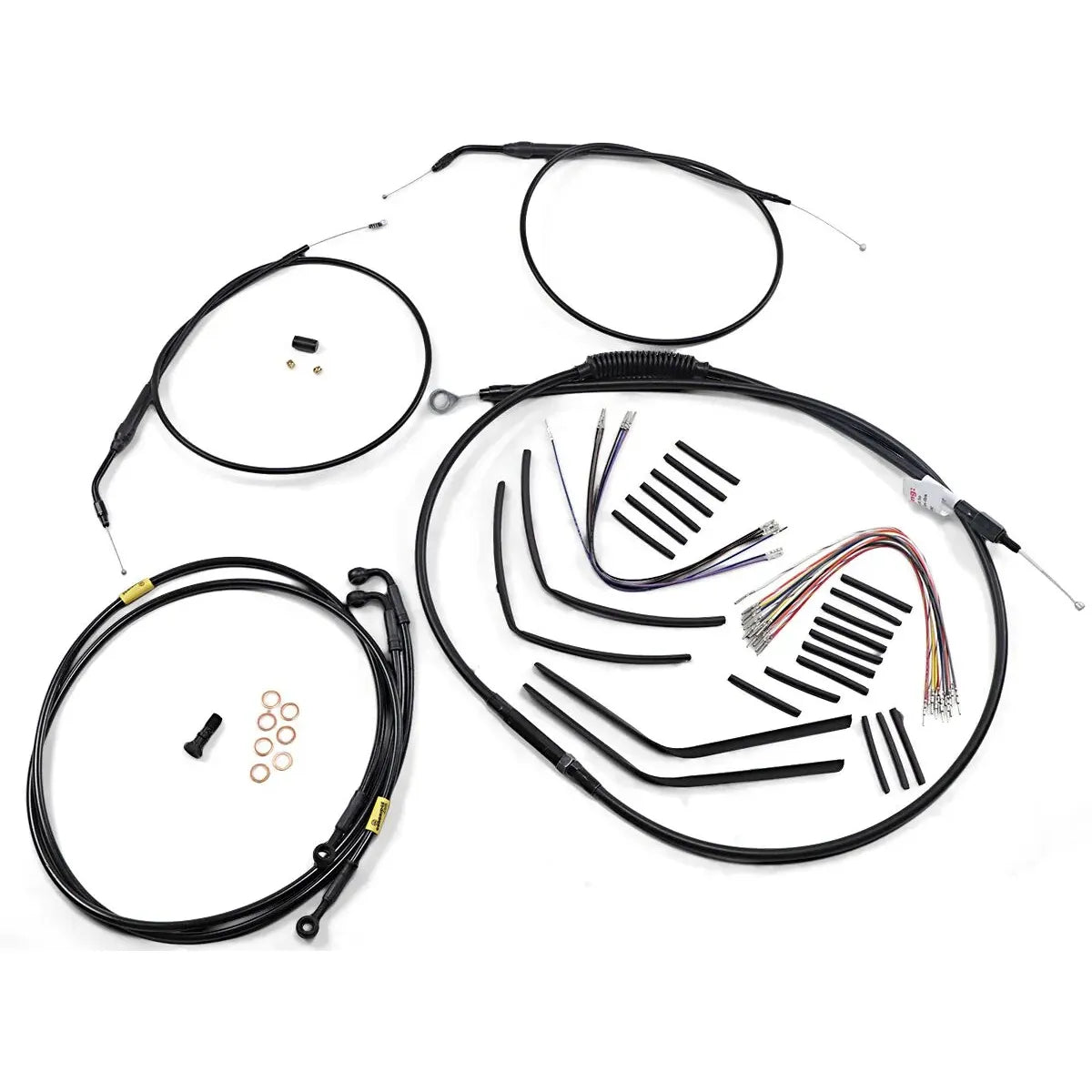 JAIL BAR KABEL-KIT | 12 ZOLL | NON-ABS | HARLEY DYNA FAT BOB 2008–2011 – ANSICHT 1