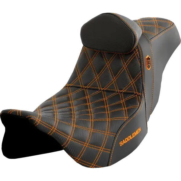 SADDLEMEN PRO SERIES SDC PERFORMANCE SEAT | FLT 2008-UP | ZWEISITZER | GELCORE™ ORANGE STITCH