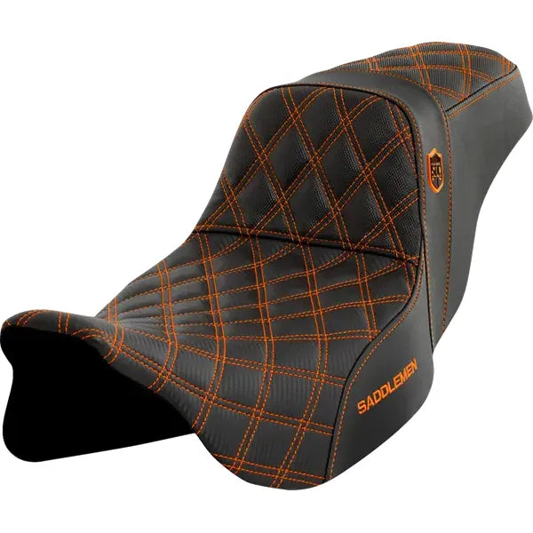 SADDLEMEN SDC PERFORMANCE SEAT | ZWEISITZER | FÜR FLT TOURING (08-23) ORANGE STITCH