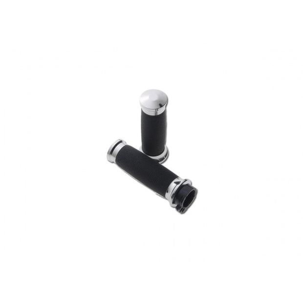 CUSTOM CONTOUR GRIPS | AVON PERFORMANCE | SCHWARZ GUMMI, CHROM | 1" THROTTLE CABLES