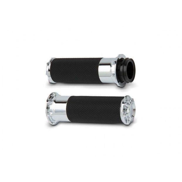 BEVELED FUSION GRIPS | ARLEN NESS | CHROM | 1" THROTTLE CABLES
