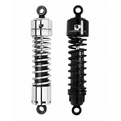 PROGRESSIVE SUSPENSION 412 STANDARD HINTERE STOßDÄMPFER FÜR HARLEY-DAVIDSON IN SCHWARZ & CHROM