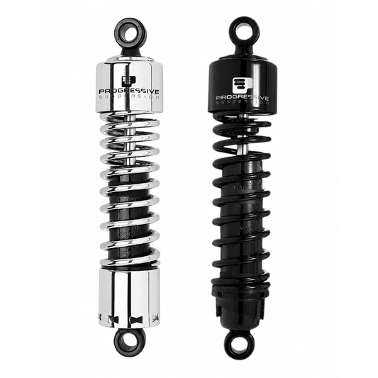 PROGRESSIVE SUSPENSION 412 STANDARD HINTERE STOßDÄMPFER FÜR HARLEY-DAVIDSON IN SCHWARZ & CHROM