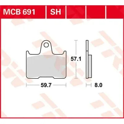 TRW KERAMIK-BREMSBELÄGE ORGANISCHE BASIS MCB691 – Produktansicht 1