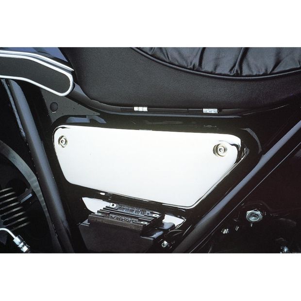 Verchromte CCE-Seitenabdeckung an einer Harley-Davidson FXR