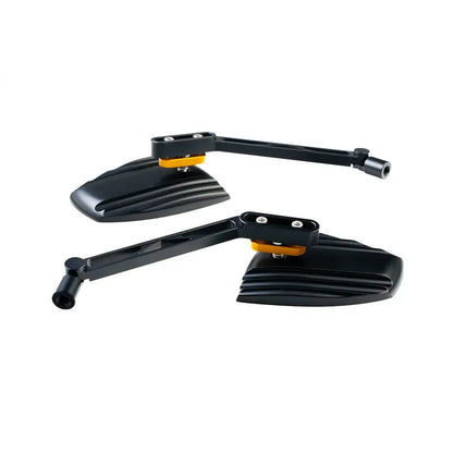 WAVE MIRROR SET - BLACK - WITH EC/ABE FOR ALMOST ALL HARLEY MODELS
