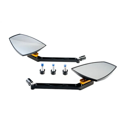 WAVE MIRROR SET - BLACK - WITH EC/ABE FOR ALMOST ALL HARLEY MODELS