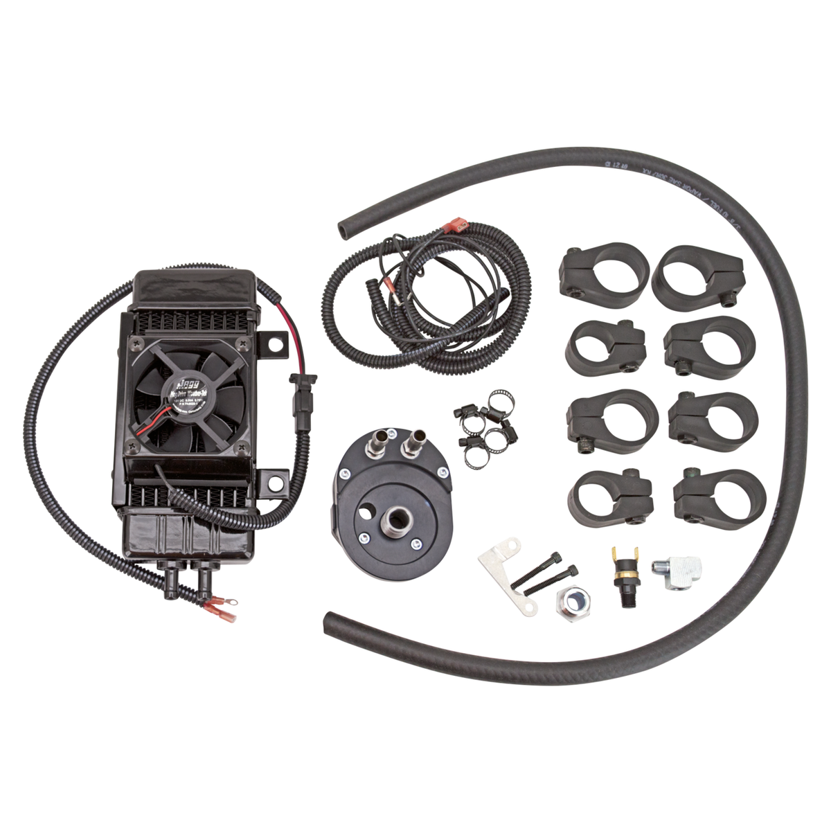 Jagg vertikales Ölkühlerkit mit elektrischem Lüfter und Ölfilteradapter für Harley-Davidson FXR