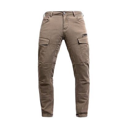 MOTORRADHOSE CARGO STYLE STROKER MIT PROTEKTOREN IN CAMEL ODER CAMOUFLAGE