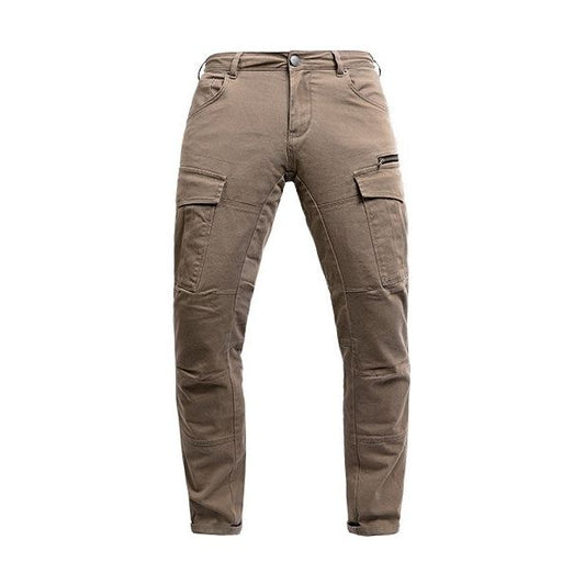 MOTORRADHOSE CARGO STYLE STROKER MIT PROTEKTOREN IN CAMEL ODER CAMOUFLAGE