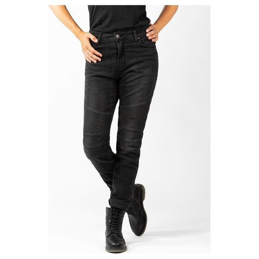 MOTORRADHOSE JEANS BETTY BIKER FÜR FRAUEN MIT PROTEKTOREN IN SCHWARZ