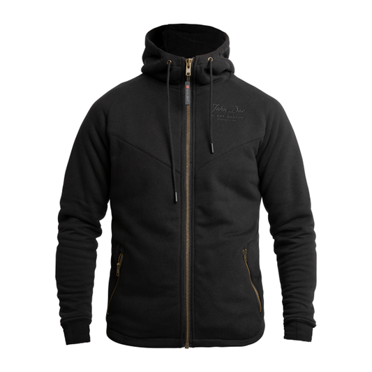 MOTORRADJACKE HOODIE/ZIPPER STYLE V2 MIT PROTEKTOREN IN SCHWARZ