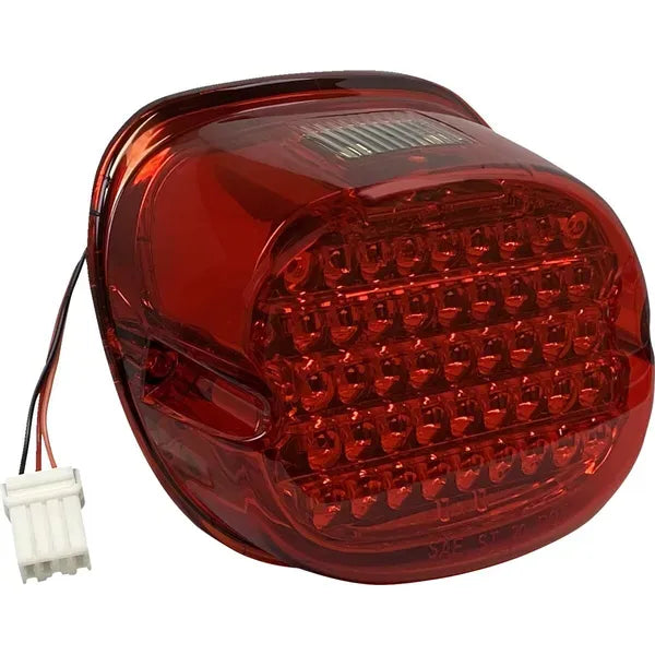 Rotes Low-Profile-LED-Rücklicht, Seitenansicht mit Anschlusskabel