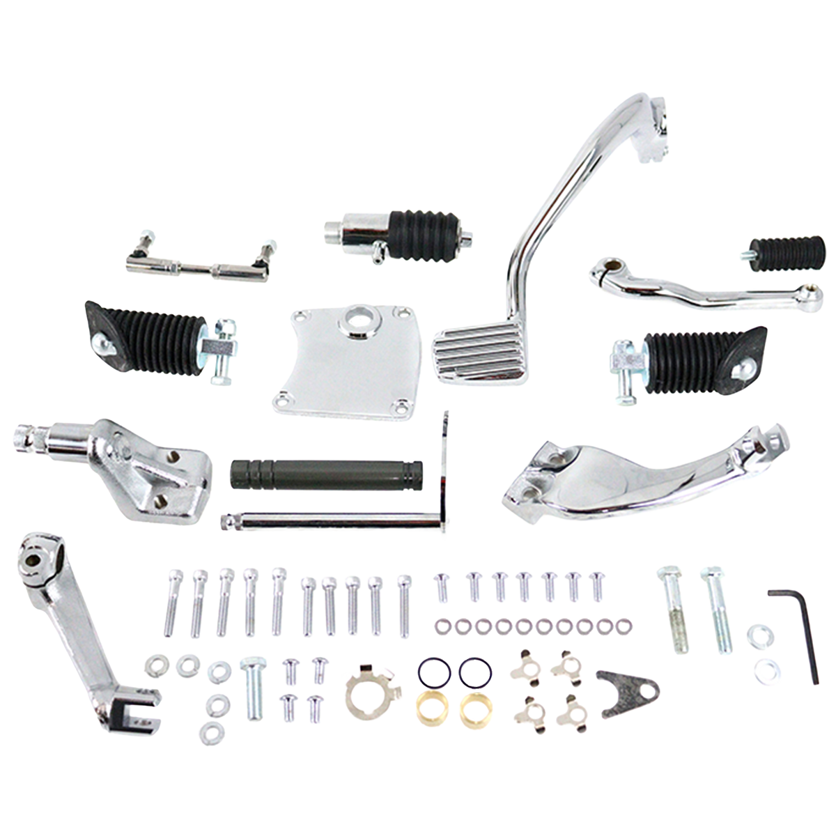 Mid-Control-Kit mit verchromten Fahrerfußrastenhaltern für Harley-Davidson FXR
