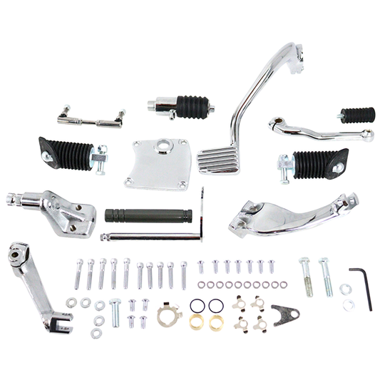 Mid-Control-Kit mit verchromten Fahrerfußrastenhaltern für Harley-Davidson FXR