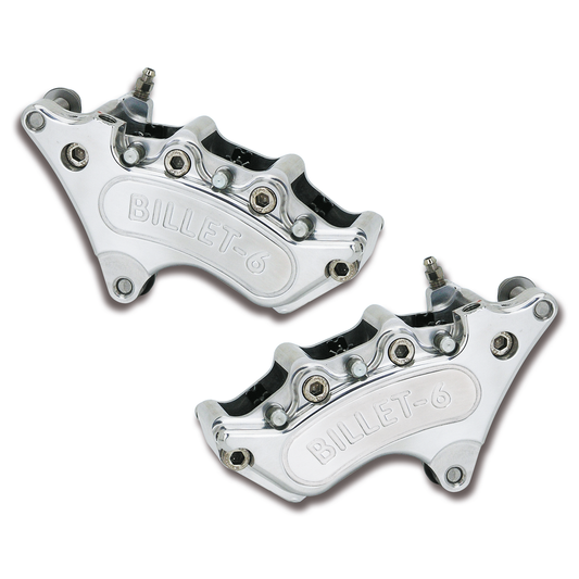 Mini-6-Bremssattelpaar vorn, 10 Zoll für Harley-Davidson FX/FXWG – Poliert