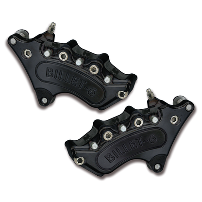 Mini-6-Bremssattelpaar vorn, 10 Zoll für Harley-Davidson FX/FXWG – Schwarz
