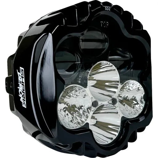 Shark Demon LED-Scheinwerfer Schwarz ECE mit Sockelhalterung für Harley-Davidson Modelle – Custom Dynamics – Bild 1