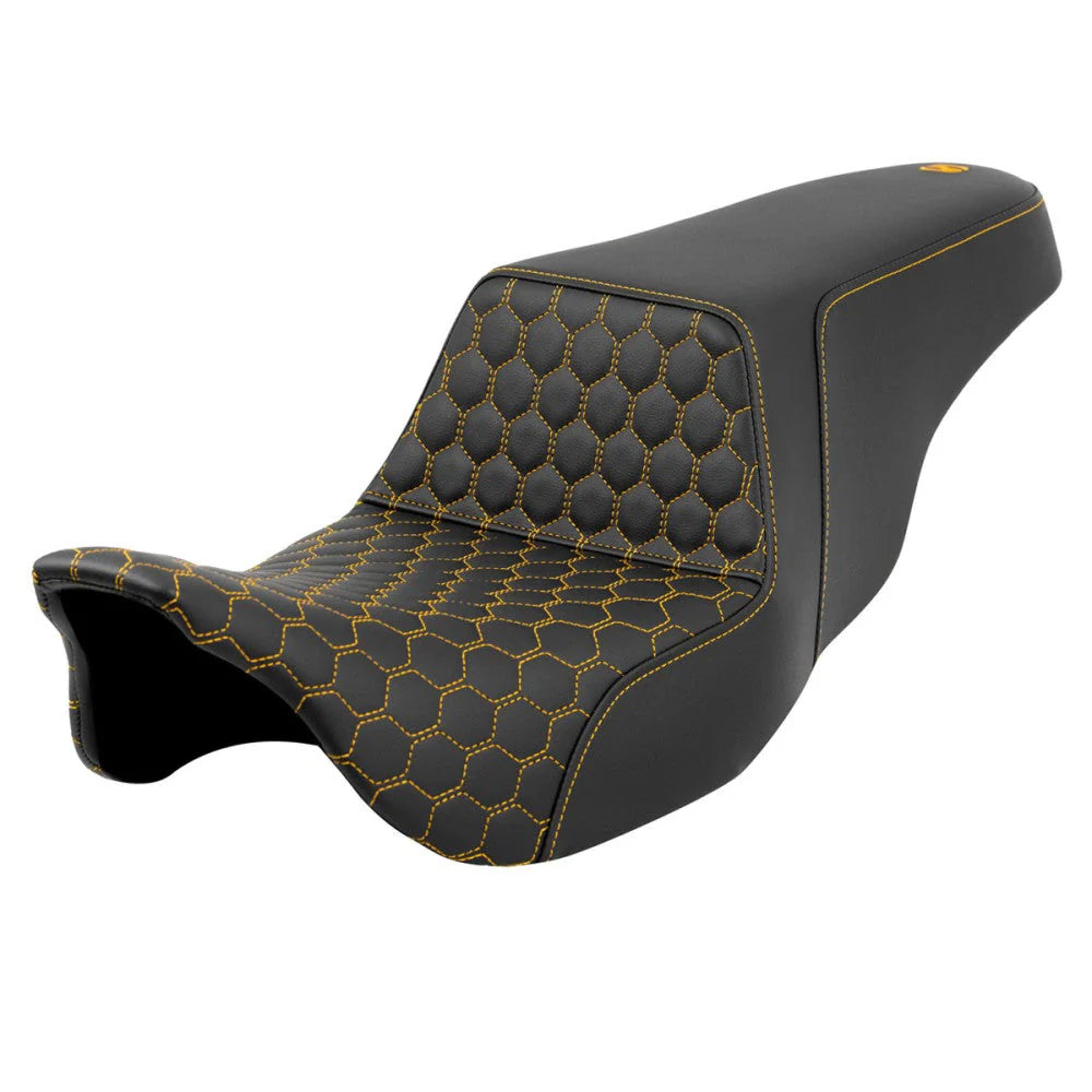 SADDLEMEN STEP-UP SITZBANK HONEYCOMB WABEN FÜR HARLEY-DAVIDSON MODELLE