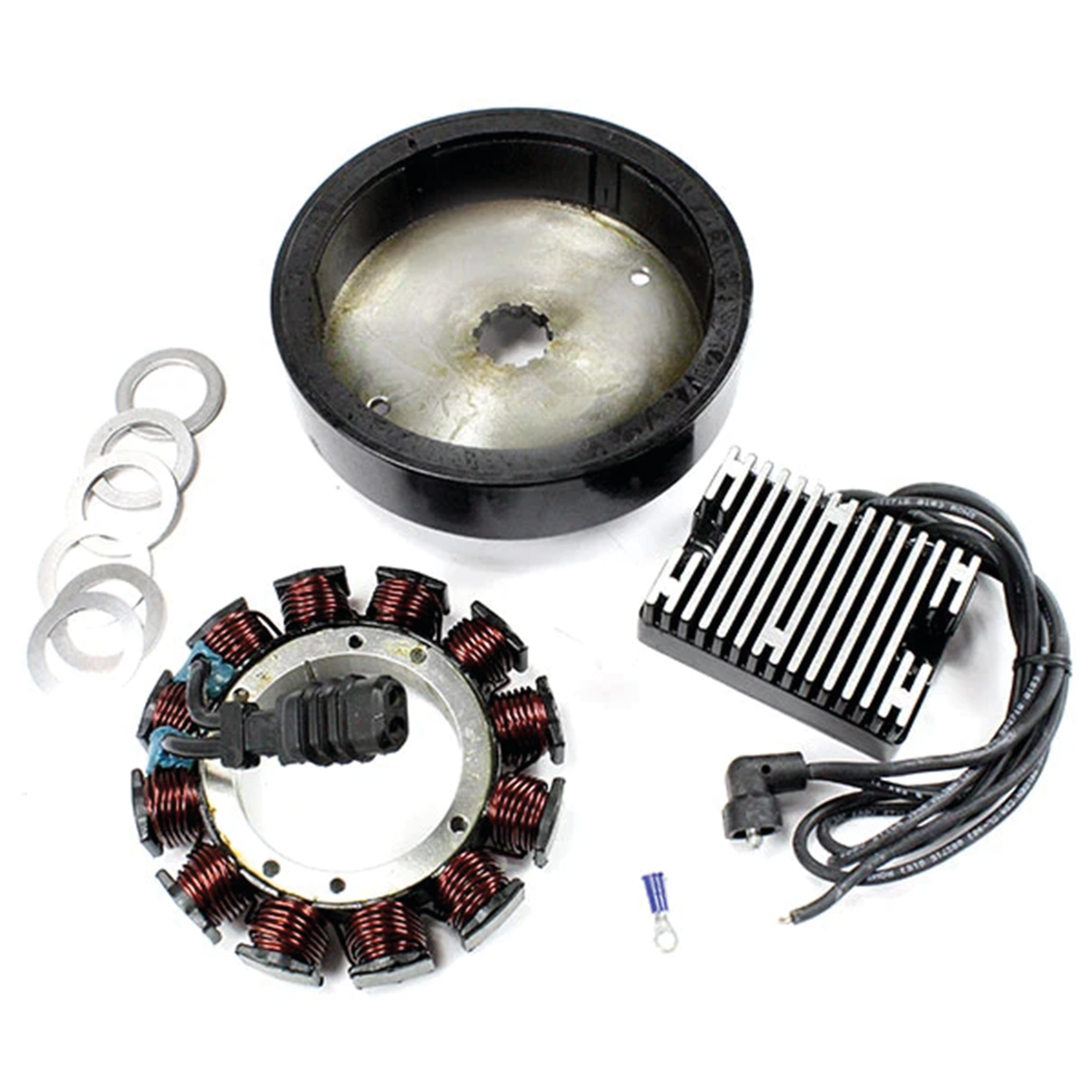 Spyke 32-Ampere-Lichtmaschinenkit mit schwarzem Regler, Rotor und Stator für FXR