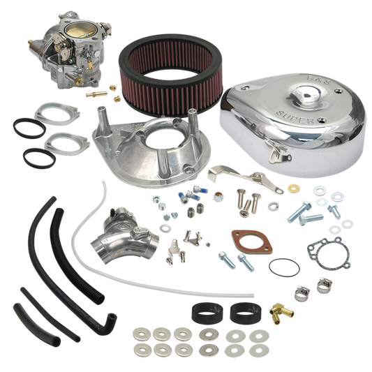 S&S Super E Vergaserkit mit poliertem Teardrop-Luftfilter für Evolution Big Twin 1984–1992